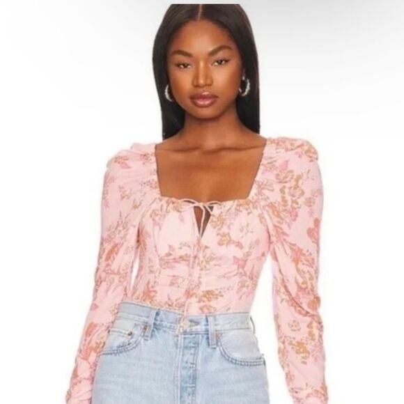 NWT Free People Hilary Printed Top, Pink Combo Color, Size M - Picture 1 of 7